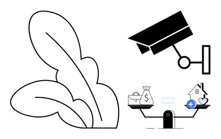 Surveillance symbols security. Security integrated with financial stability and environmental...
