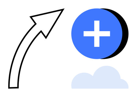 Growth concept. Growth using a rising arrow, plus sign for progress, and abstract elements. Growth s...
