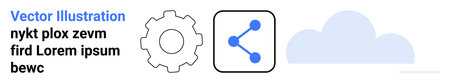 Technology, cloud computing, data sharing, network, innovation, system development. Gear icon with...