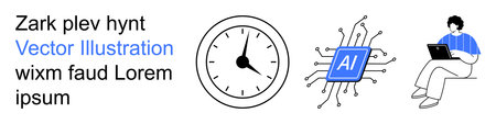 Technology, innovation, remote work, time management, artificial intelligence, productivity. Clock,...