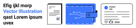 Digital finance, online security, social media, data storage, fintech, user interface. are a wallet...