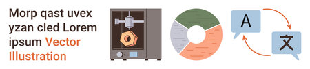Technology, innovation, communication, 3D printing, data analysis, global interaction. a 3D printer,...