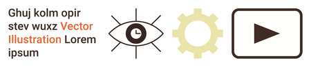 Technology, process automation, media tools, design elements, creative process, user experience. Eye, gear and play button icons in simple style. Technology and process automation conceptのイラスト素材