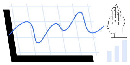 Business growth concept. Business tools thumbs up graphs, mental insights, and rising data trends...
