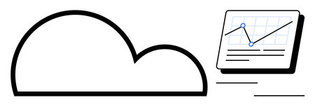 Black cloud outline paired with a data graph representing analytics. Ideal for technology, cloud...