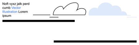 Web design, cloud storage, digital applications, data management, futuristic layouts, abstract backgrounds. Minimalist clouds and horizontal lines in modern abstract style. Web design and cloudのイラスト素材