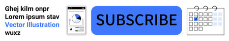 Digital marketing, communication, subscription services, scheduling, planning, online tools. Blue...