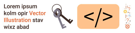 Cybersecurity, programming, data access, coding, encryption, digital security. Image keys and coding...