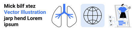 Healthcare, medicine, global health, respiratory system, diagnostics, technology. Visual elements...