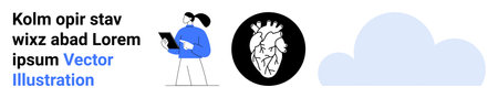 Healthcare, technology, cloud storage, remote services, anatomy, educational purposes. Stylized...