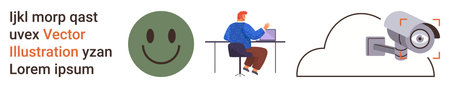 Remote work, cybersecurity, cloud storage, digital monitoring, social engagement, online...