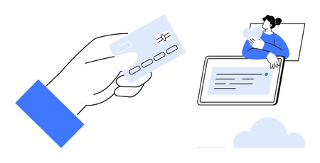 Digital payment concept. Visuals of credit card usage and online transaction processes emphasizing security. Digital payment for e-commerce, fintech, mobile banking, and contactless shoppingのイラスト素材