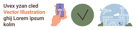 Digital payment, identity verification, travel, transportation, finance, graphic design. Hand...