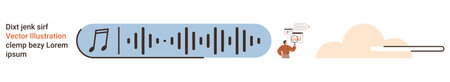 Sound editing, cloud storage, digital music, streaming, podcasting, audio processing. Blue soundwave...
