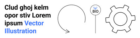 Circular arrow implying processes, gear representing mechanics, bio icon for eco-friendliness. Ideal for sustainability, workflow, green initiatives, mechanics, eco-conscious business, clean energyのイラスト素材