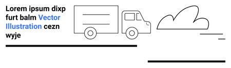 Logistics, delivery services, transportation, minimalism, cloud computing, data systems. Line art of a truck, cloud and placeholder text. Logistics and delivery services conceptのイラスト素材