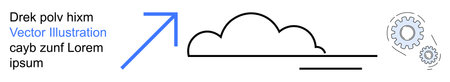 Cloud computing, data storage, innovation, connectivity, cloud infrastructure, digital transformation. Minimalist cloud with arrow and gears. Cloud computing and data storage conceptのイラスト素材