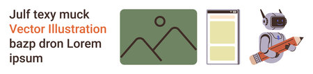 Creativity, technology, education, graphic design, digital tools, and user interface design. Robot...