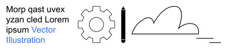 Creativity, innovation, technology, cloud computing, digital tools, workflow processes. Gear with pencil and cloud outline symbols. Creativity and technology conceptのイラスト素材