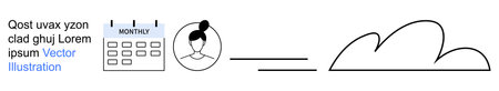 Cloud computing, scheduling, human resources, time management, remote work, digital organization. Calendar and user icon linked to a cloud. Cloud computing and scheduling conceptのイラスト素材
