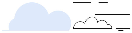 Cloud design. Blue cloud and outlined cloud in a minimalistic style for weather icons, data storage...
