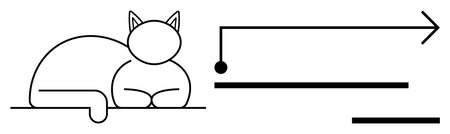 Visual include minimal art, pets, creative design, direction concept, geometry, contemporary style. A cat in linear form is paired with arrows and lines. Minimal art and creative design conceptのイラスト素材