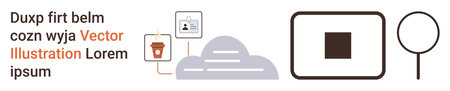 Data management, cloud storage, digital identity, organization, search, minimalism. Coffee cup, ID...