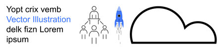 Innovation, teamwork, leadership, technology, growth, cloud storage. A business hierarchy, blue...
