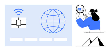 Digital identification concept. Digital identification with icons s identity verification. Digital identification ensures security and global connectivity. Perfect for technology, cybersecurityのイラスト素材