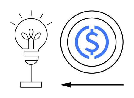 Financial growth. A lightbulb ideas paired with a dollar symbol conveys financial growth and creativity. Financial growth concept for business, innovation, investments, and startupsのイラスト素材