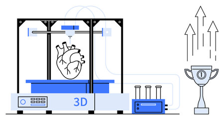 3D printing technology. 3D printing creating a heart model for medical advancements. 3D printing...