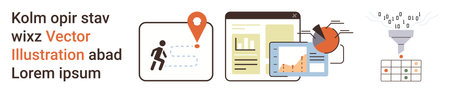 Business analytics, data visualization, workflow management, location tracking, data filtering,...