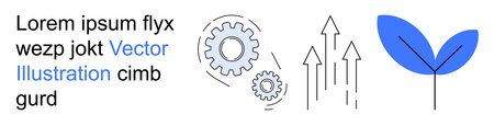 Growth, innovation, teamwork, sustainable development, strategy, eco-friendly design. Gears, upward...