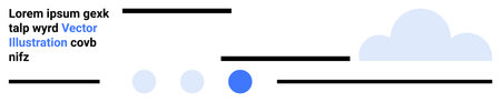 Horizontal text lines, light and bold dots, and blue cloud icon enhance creative layout design....