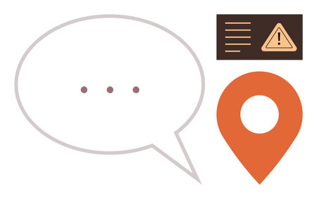 Communication, alerts, navigation, caution, notifications, design elements. Speech bubble, warning...