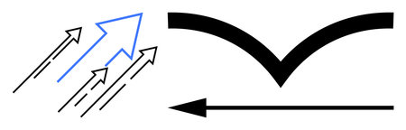 Arrows concept. Abstract arrows upward progress, momentum, and reverse movement. Arrows convey...