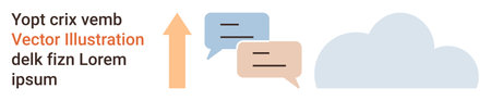 Communication, teamwork, social media, growth, technology, cloud computing. Two speech bubbles and...