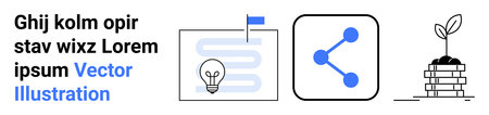 Creativity, teamwork, workflow, business strategy, innovation, sustainability. Lightbulb with flag,...