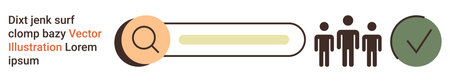 Online search, community, validation, teamwork, approval, decision-making. A search bar, three...