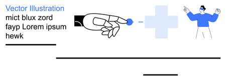 Artificial intelligence, futuristic technology, digital healthcare, human interaction, smart technology, innovation. Robotic hand connecting with a medical symbol near a human figure. Artificialのイラスト素材