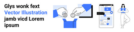 Digital payments, online shopping, e-commerce, financial transactions, app interfaces, virtual...