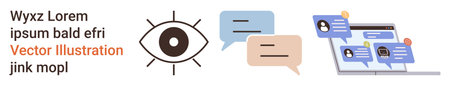 Communication, digital interaction, online chats, technology networking, user interface, messaging...