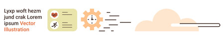 Task management, workflow automation, process optimization, productivity tools, system integration, modern operations. Gear with speed lines and cloud. Task management and workflow automation conceptのイラスト素材