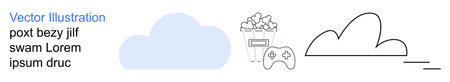 Gaming, cloud storage, digital entertainment, streaming, relaxation, leisure. A gaming controller,...