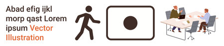 Business teamwork, corporate planning, communication, navigation icons, focus concepts, office...
