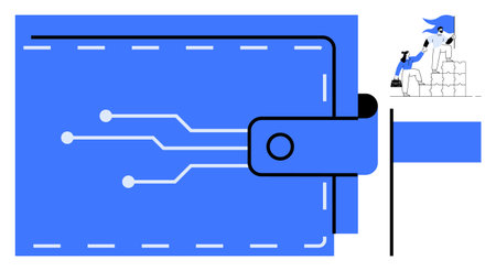 Digital finance, modern payments, e-commerce, fintech, secure transactions, data management. Blue...