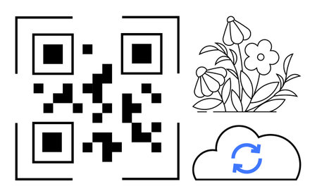 Data sharing, digital storage, QR code technology, nature integration, synchronization, eco-digital...