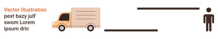 Logistics, shipping, business communication, delivery systems, transportation, supply chain. A truck connected to a person with lines. Logistics and shipping industries conceptのイラスト素材