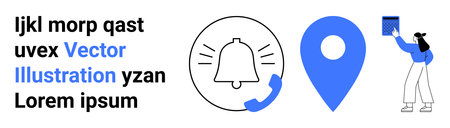 Notifications, navigation, communication, workflow, alerts, organization. Bell icon with ringing...