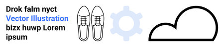 Technology, fashion, connectivity, design, innovation, conceptual . Shoes, cloud and gear with accompanying text. Technology and fashion through visual and textual elementsのイラスト素材
